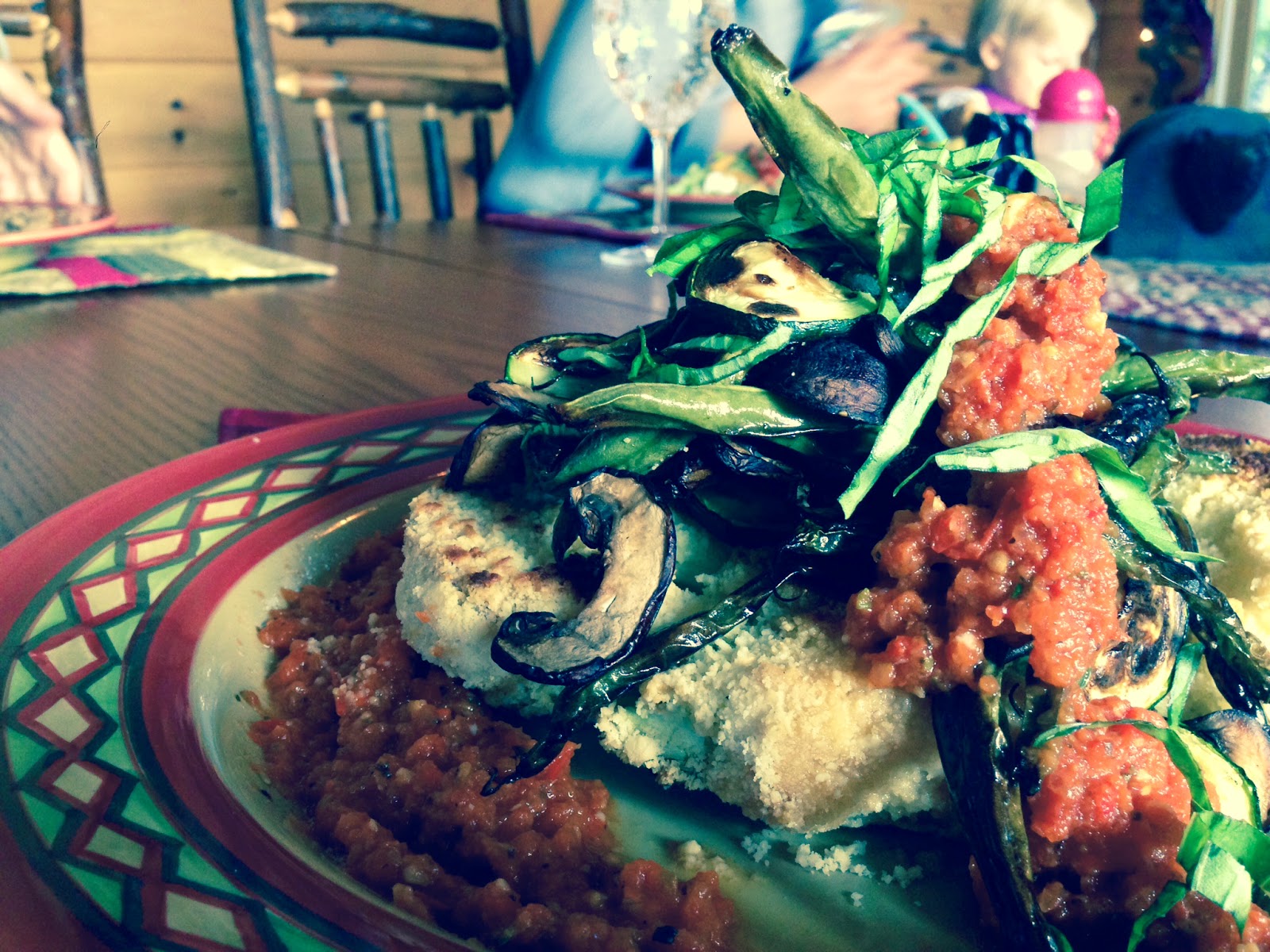Vegan, Gluten Free, Grain Free and Paleo Tempura Cauliflower Steak! Topped with blistered Italian veggies. Positively delicious!