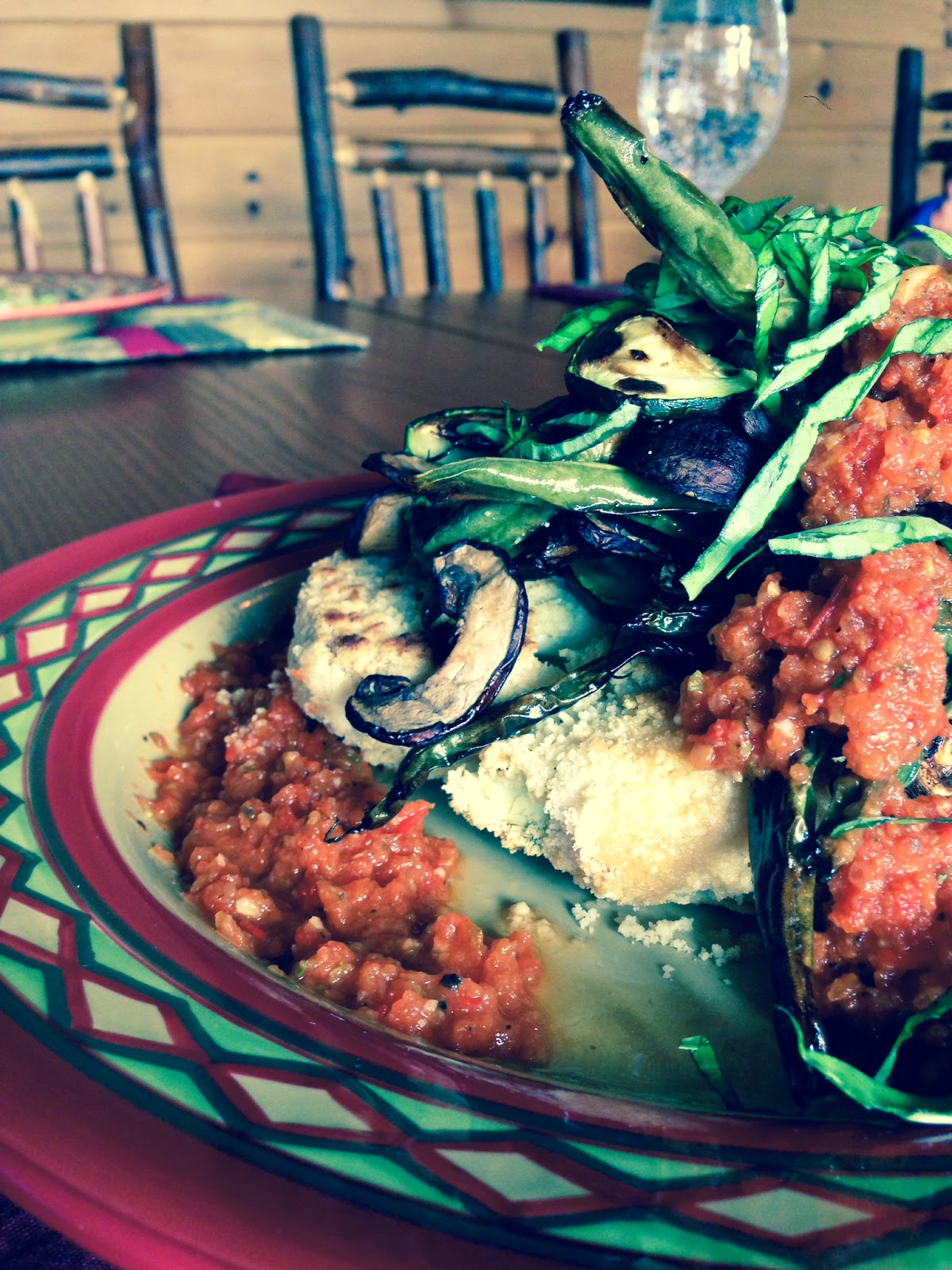 Vegan, Gluten Free, Grain Free and Paleo Tempura Cauliflower Steak! Topped with blistered Italian veggies. Positively delicious!