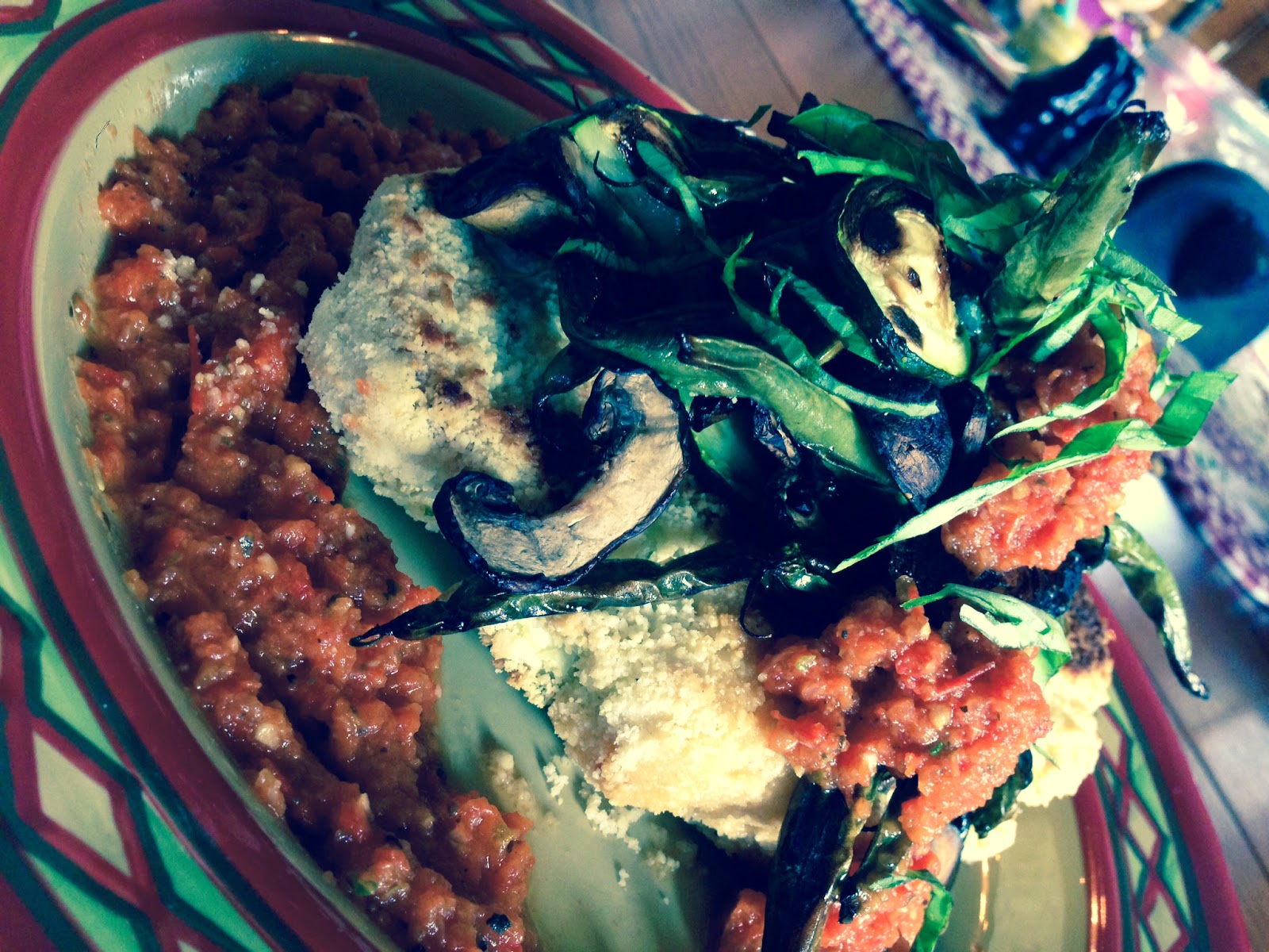 Vegan, Gluten Free, Grain Free and Paleo Tempura Cauliflower Steak! Topped with blistered Italian veggies. Positively delicious!