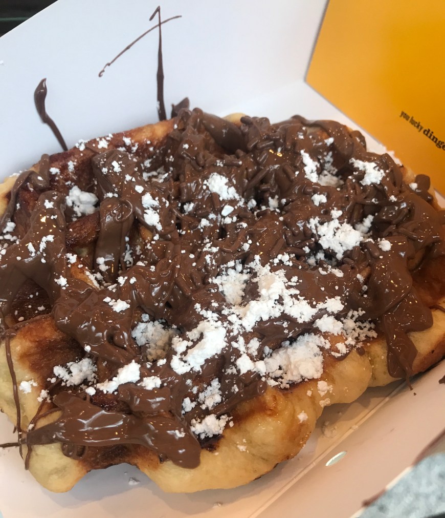 Nutella and Banana Waffle from Waffles and Dinges in New York City #nyc #food #travel #wanderlust #foodie #travelguide #restaurant #restaurantguide #nyceats 