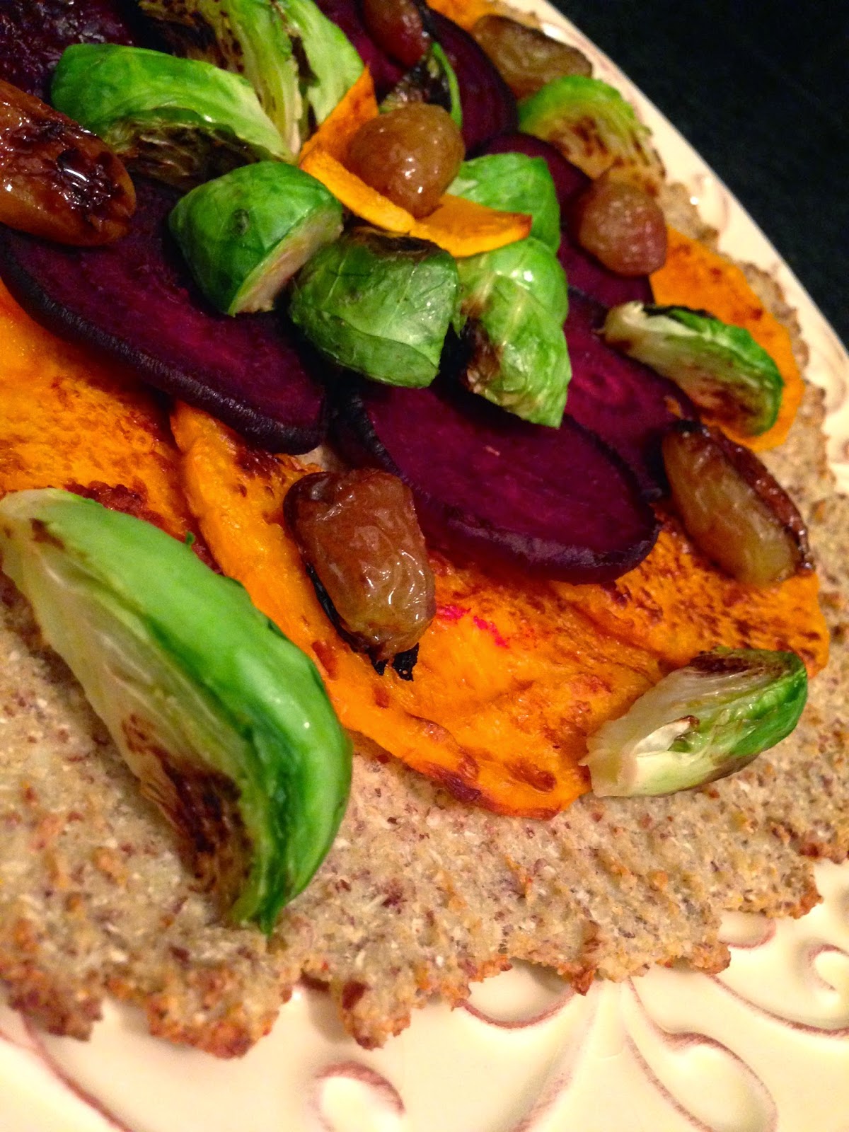 Roasted Veggie Flatbread Pizza by BeautyBeyondBones - #glutenfree #grainfree #vegan #vegetarian #paleo #keto #edrecovery #recovery #food #specificcarbohydratediet