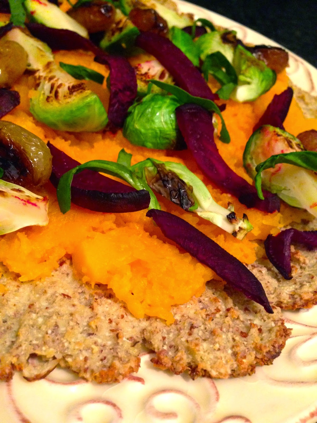 Roasted Veggie Flatbread Pizza by BeautyBeyondBones - #glutenfree #grainfree #vegan #vegetarian #paleo #keto #edrecovery #recovery #food #specificcarbohydratediet