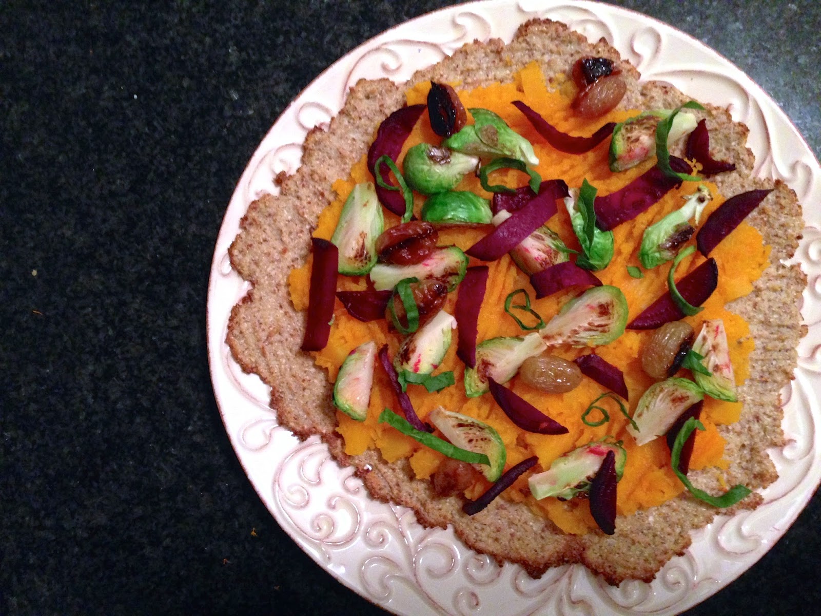 Roasted Veggie Flatbread Pizza by BeautyBeyondBones - #glutenfree #grainfree #vegan #vegetarian #paleo #keto #edrecovery #recovery #food #specificcarbohydratediet
