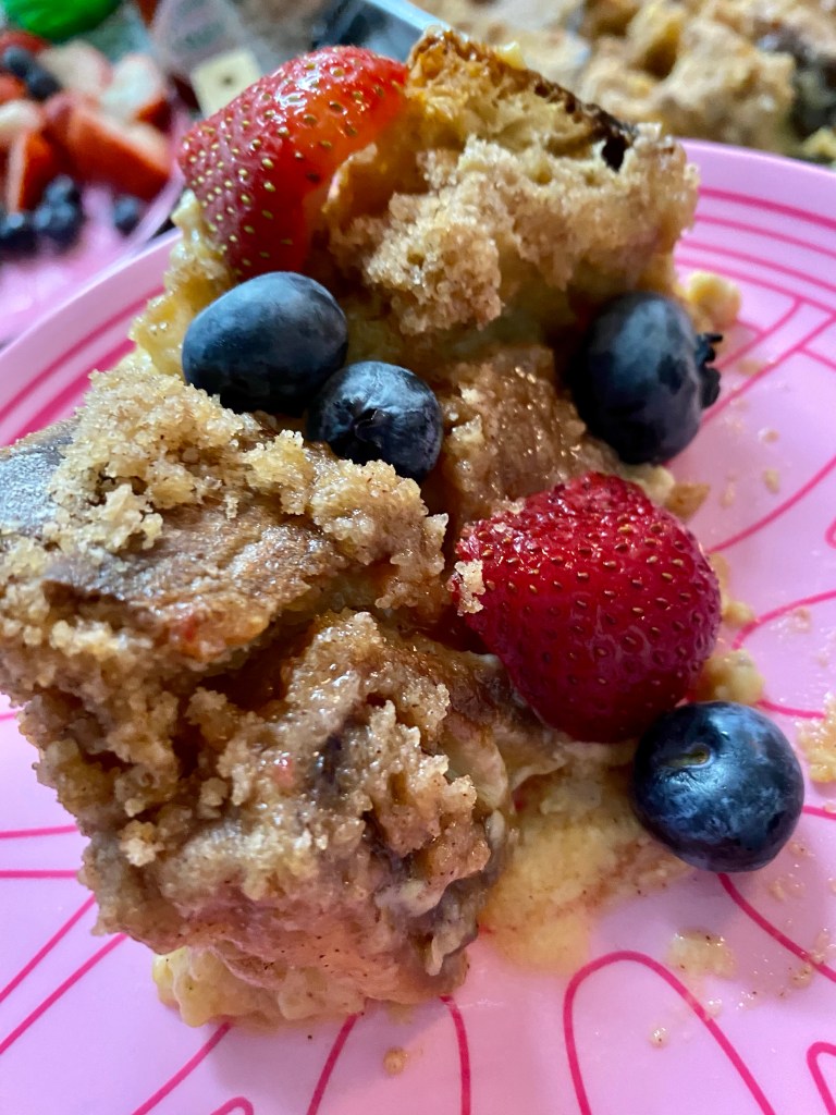 Overnight French Toast Casserole by BeautyBeyondBones! #food #breakfast #brunch #casserole #frenchtoast #vegetarian #food #edrecovery 