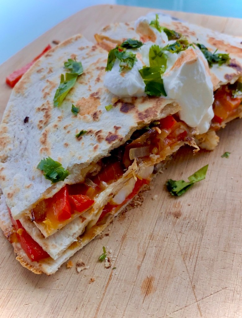 Shrimp and Veggie Quesadillas by BeautyBeyondBones #food #glutenfree #keto #paleo #mexicanfood #healthyfood #healthy #avocado #edrecovery