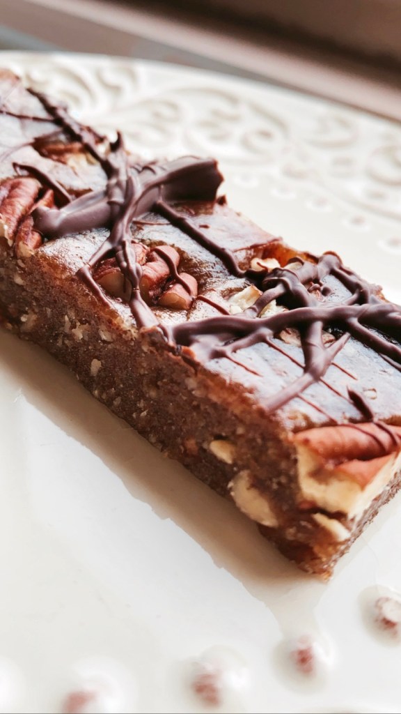 Chocolate Turtle Bars by BeautyBeyondBones #food #dessert #glutenfree #vegan #paleo #raw #healthyfood #edrecovery #chocolate 