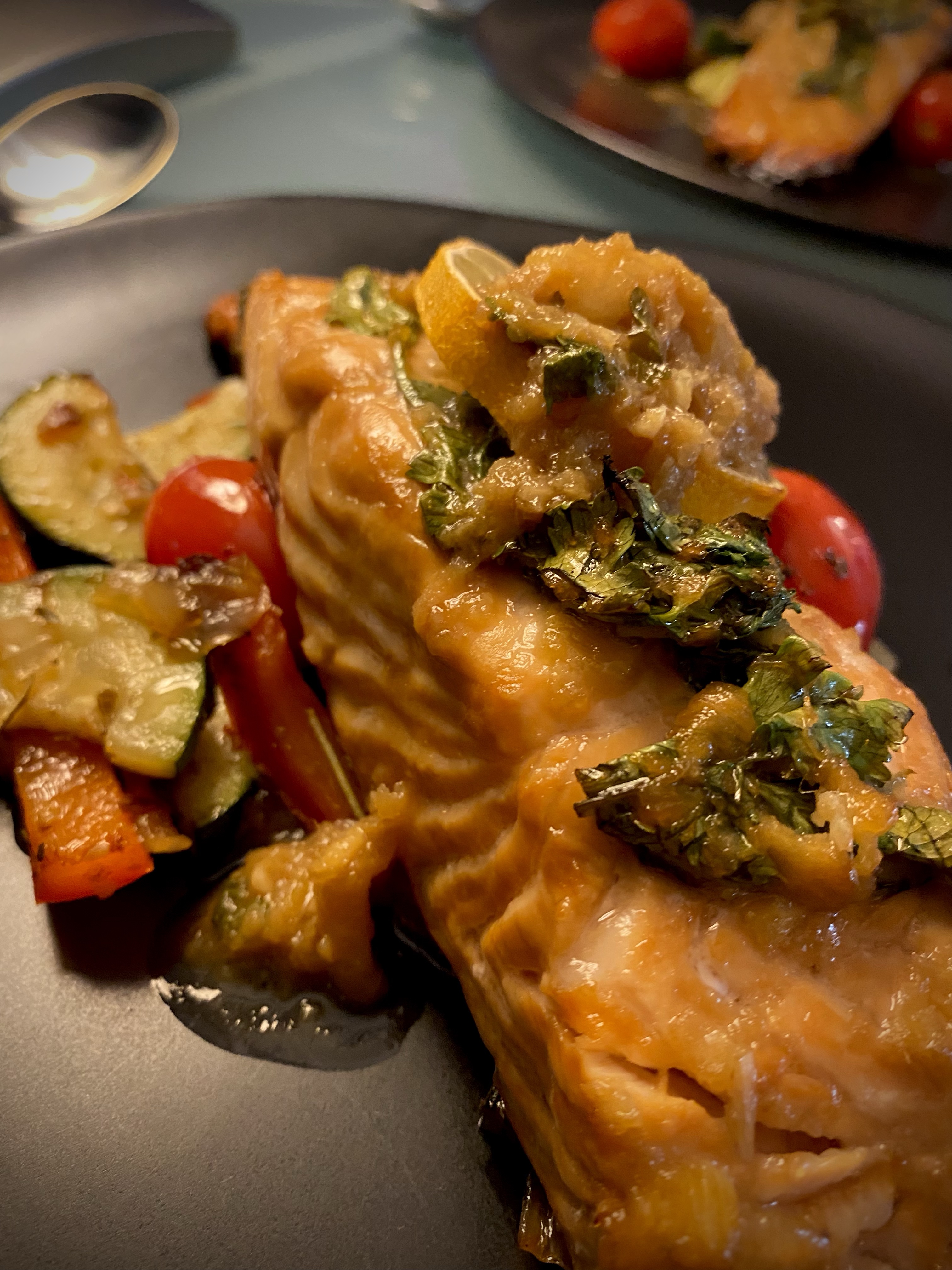 If you're not marinating your salmon, you're doing it wrong! This FLAVORFUL Ginger Lime Salmon has a secret ingredient...pineapple! It's a phenomenal #dinner your family will love! #cooking #food #salmon #seafood #fish #healthyfood #lowcarb #glutenfree #specificcarbdiet 