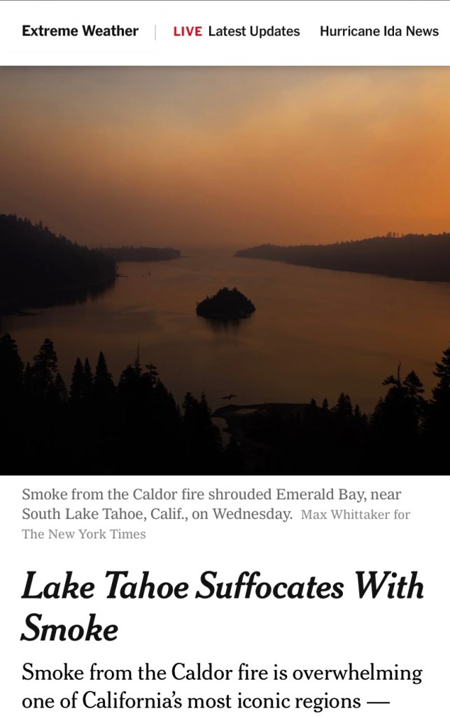 Lake Tahoe is being devastated by the Caldor Fires, covering the region in thick, gray smoke that stings your eyes and nostrils. This is what it's like to take a girls trip in the middle of the apocalypse. #prayfortahoe #cali #caldorfire #forestfires #california #laketahoe #summer #tahoe #girlstrip #firesafety