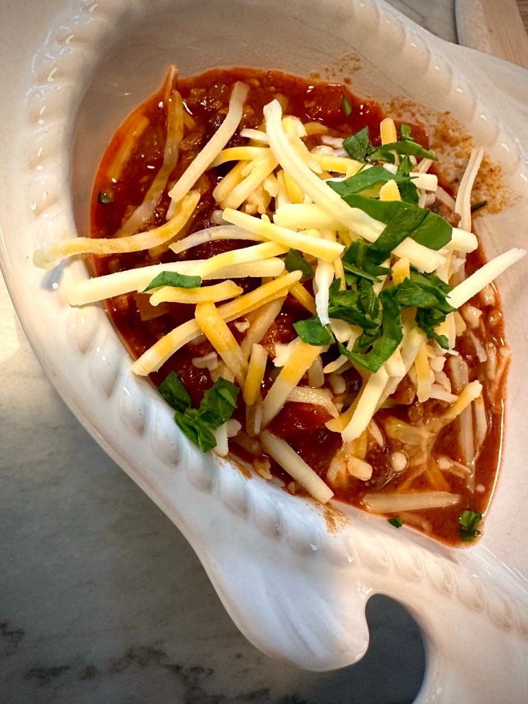 This Classic Beef Chili is a hug in a bowl! Good for the body, soul and budget! Plus it's gluten free, and can be whipped together in less than an hour! #food #cooking #chili #dinner #glutenfree #recipe #healthyfood #quickmeals #beef #comfortfood
