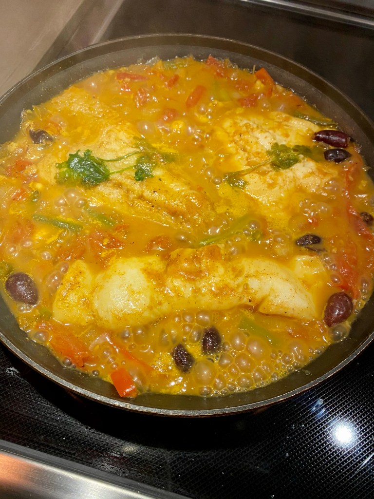 Curry Poached Sea Bass by BeautyBeyondBones! #edrecovery #food #glutenfree #grainfree #paleo #curry #health #healthyfood #specificcarbohydratediet #wellness #dinner