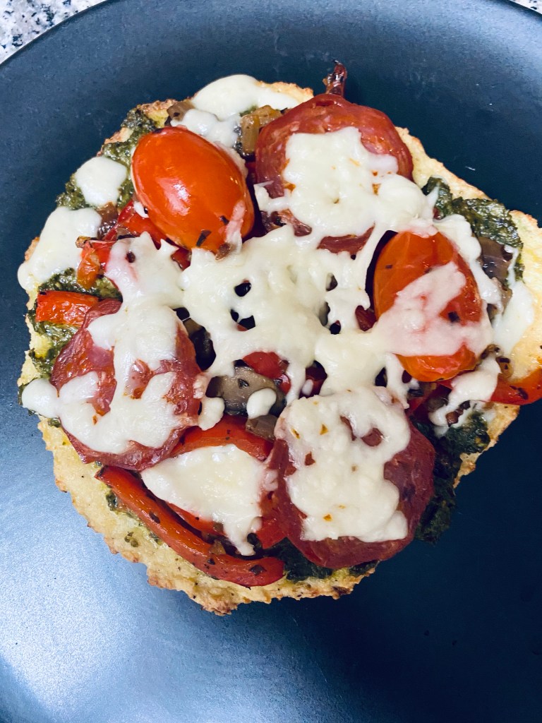 Keto Pesto Pizza! By BeautyBeyondBones #pizza #keto #glutenfree #grainfree #paleo #healthyfood #edrecovery #food