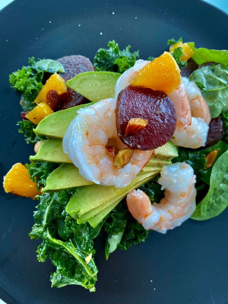 An OUTRAGEOUSLY delicious recipe that's a copycat from a high-end, popular NYC brunch spot! This Citrus Chicken Kale Salad is kissed with juicy orange, buttery avocado, crunchy almonds and hearty beets! And is Keto, Paleo and Gluten Free! #healthy #food 