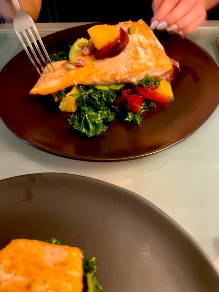 The perfect fast and #healthy meal that is delicious! It’s a copycat from a high end NYC #brunch spot! My Citrus #Salmon #Salad can be on the table in less than 20 minutes! #dinner #glutenfree #yum #specificcarbohydratediet #fish #recipe