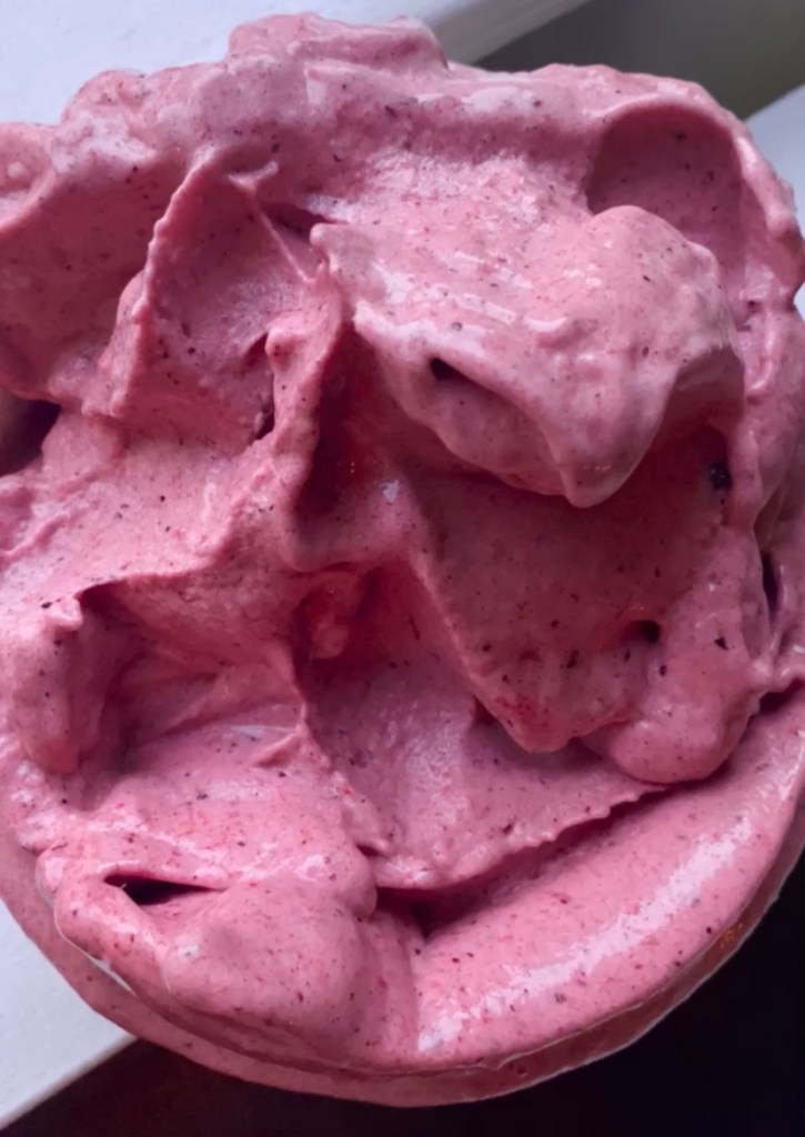 Iconic Dole Whip, recreated! My Strawberry Dole Whip is a healthy dessert you’ll want to make again and again! The whole family will love this frozen sweet treat! Made from frozen fruit! #dolewhip #food #vegan #dessert #recipe #healthyfood #glutenfree #sugarfree #vegetarian #dairyfree