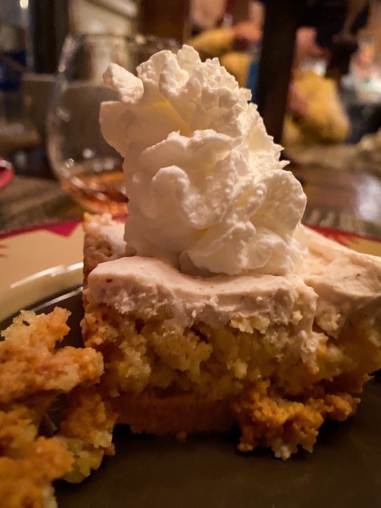 My mom’s famous #pumpkin #cake is outrageously #delicious and incredibly easy! It’s so light and creamy and just melts in your mouth! And it’s SO easy to make! It’s a glorified “dump cake!” #thanksgiving #recipe #dessert #baking #family #vegetarian #cooking 