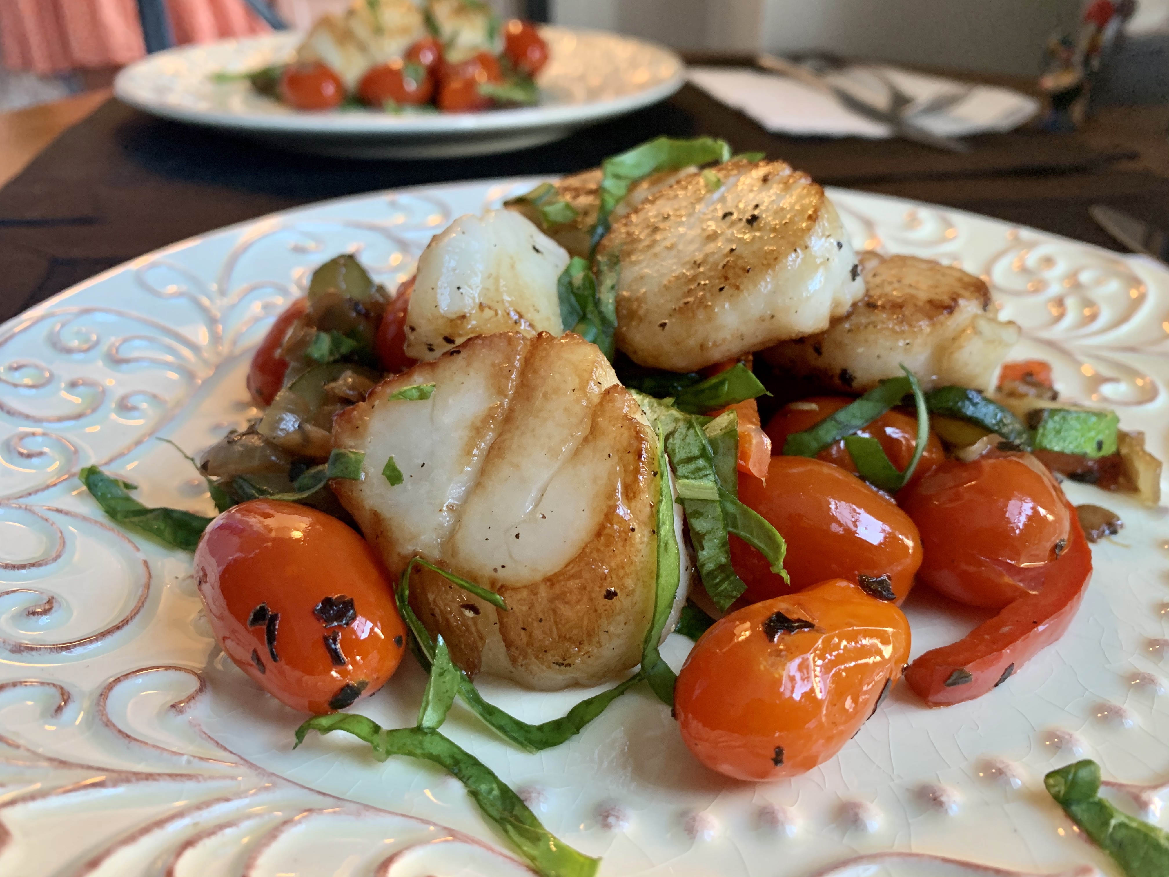 Pan seared Sea Scallops with Italian veggies by BeautyBeyondBones #dinner #glutenfree #paleo #keto #specificcarbohydtratediet #scd #healthyfood #food #edrecovery