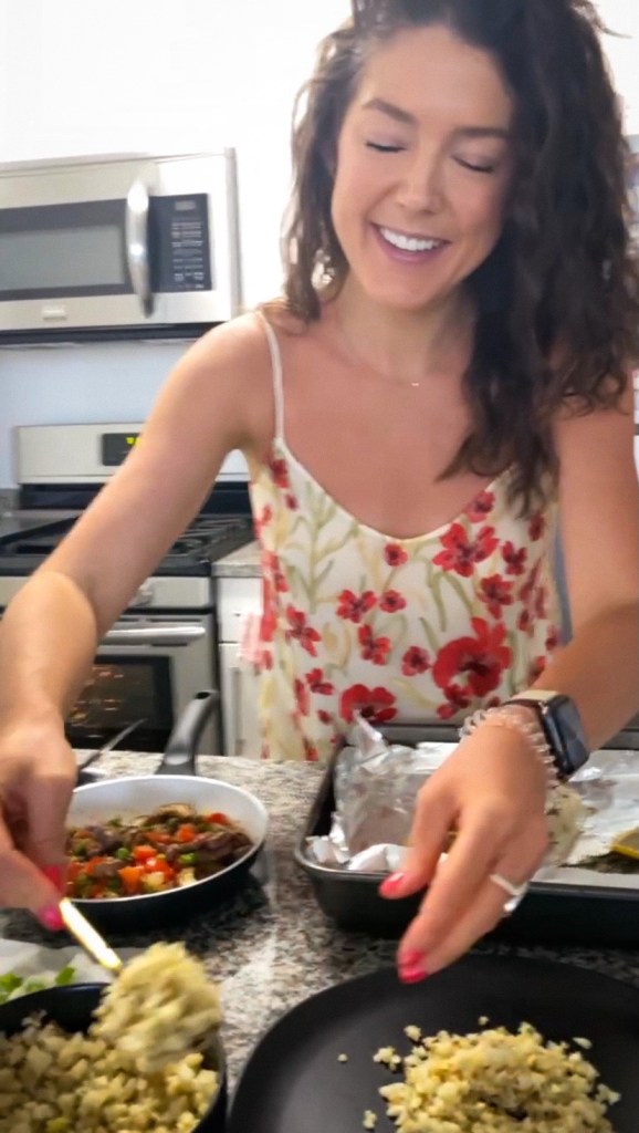 Keto never tasted this good! Italian Eggplant Pilaf! A decadently delicious cauliflower rice pilaf with Italian veggies, and topped with succulent Chilean sea bass! This gluten free and paleo dinner will be a family favorite! #food #cooking #health #healthyfood #keto #paleo #glutenfree #dairyfree #specificcarbohydratediet #dinner