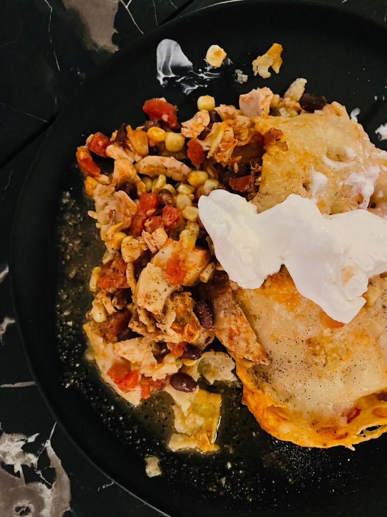 Mexican Tortilla Casserole by BeautyBeyondBones. #healthyfood #glutenfree #food #paleo #dinner #cooking #mexicanfood #avocado #guacamole #edrecovery