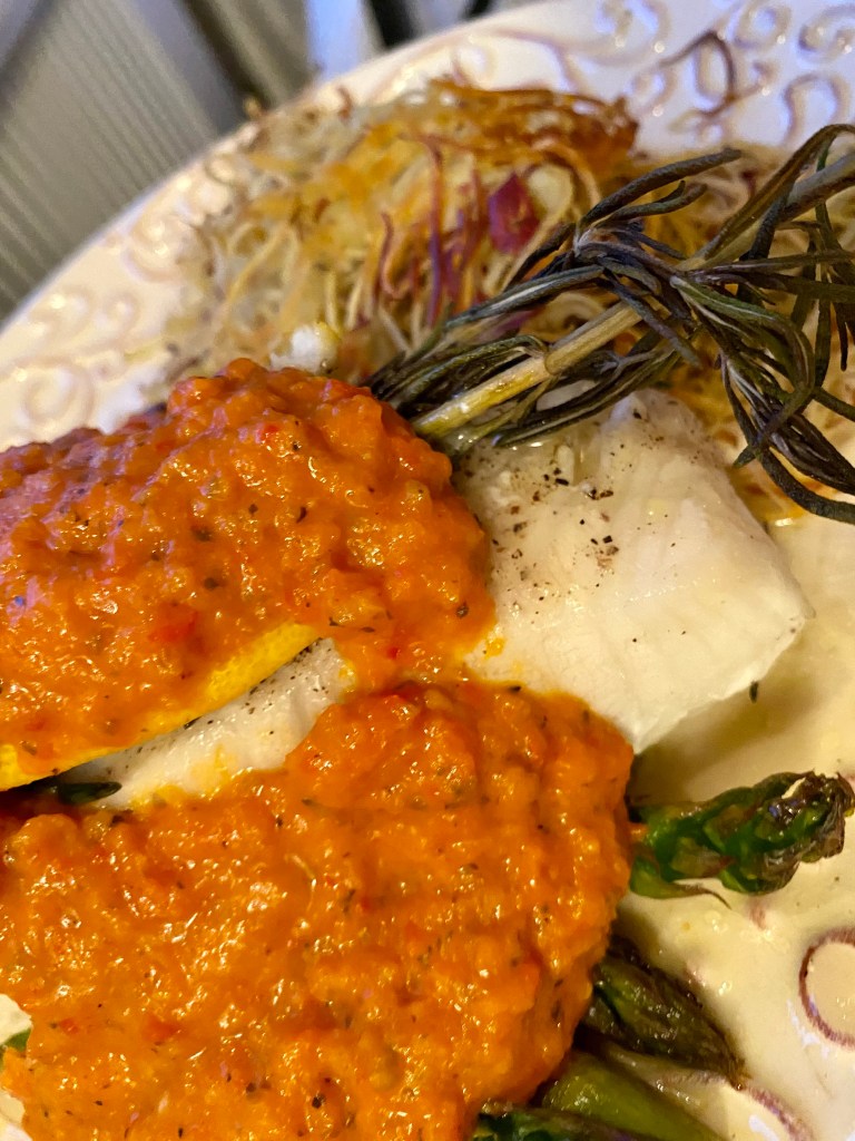 Smothered Sea Bass in a Roasted Tomato and red pepper sauce! by beautybeyondbones #food #glutenfree #vegan #paleo #keto #healthy #healthyfood #yum #edrecovery