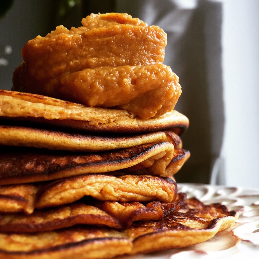 Paleo Pumpkin Pancakes by BeautyBeyondBones #glutenfree #grainfree #paleo #vegetarian #quarantine #food #breakfast #brunch #edrecovery