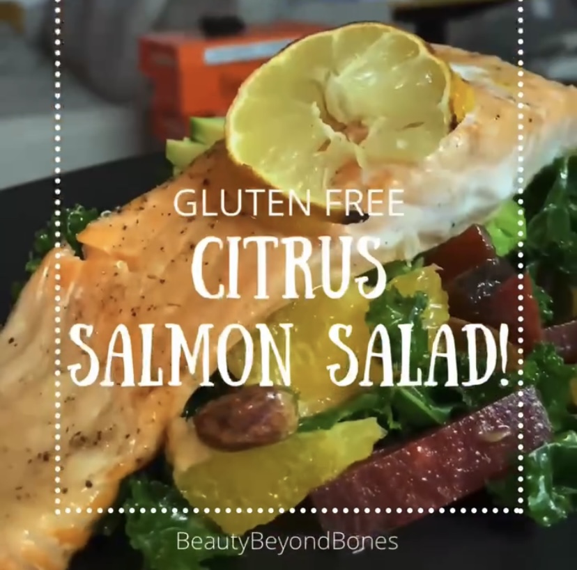 The perfect fast and #healthy meal that is delicious! It’s a copycat from a high end NYC #brunch spot! My Citrus #Salmon #Salad can be on the table in less than 20 minutes! #dinner #glutenfree #yum #specificcarbohydratediet #fish #recipe
