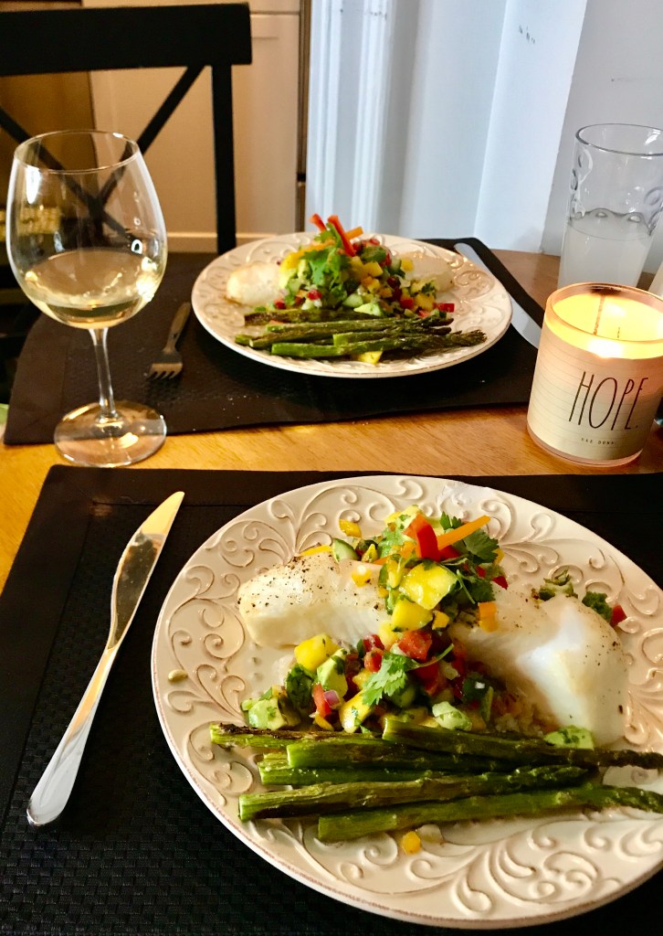 Chilean Sea Bass with Mango Salsa! By BeautyBeyondBones #glutenfree #paleo #food #dinner #edrecovery #yum