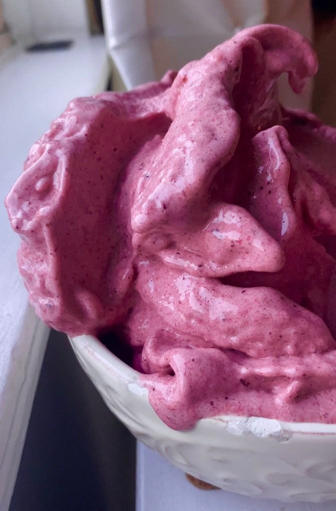 Iconic Dole Whip, recreated! My Strawberry Dole Whip is a healthy dessert you’ll want to make again and again! The whole family will love this frozen sweet treat! Made from frozen fruit! #dolewhip #food #vegan #dessert #recipe #healthyfood #glutenfree #sugarfree #vegetarian #dairyfree