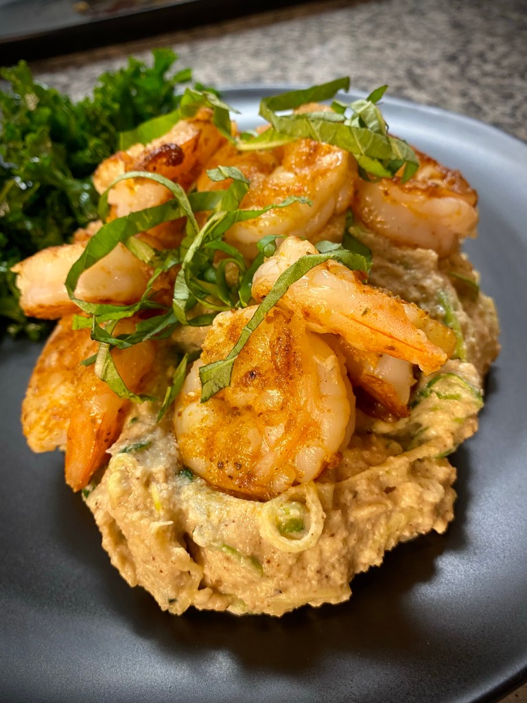 Healthy Shrimp Fettuccini Alfredo?! Somebody pinch me! This delicious Italian pasta classic is actually dairy free and KETO! That’s right! Plant based ingredients that make this gluten free dinner a hit! #recipe #keto #glutenfree #healthyfood #food #paleo #lowcarb #dairyfree #specificcarbohydratediet #pasta 