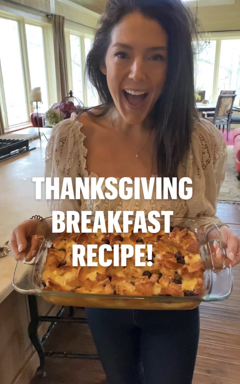 The most decadent Baked French Toast Casserole - stuffed with pockets of sweet cream cheese and fresh blueberries! The perfect start to your Christmas morning! #recipe #food #brunch #breakfast #christmas #holiday #baking #sweets #yummy #yum