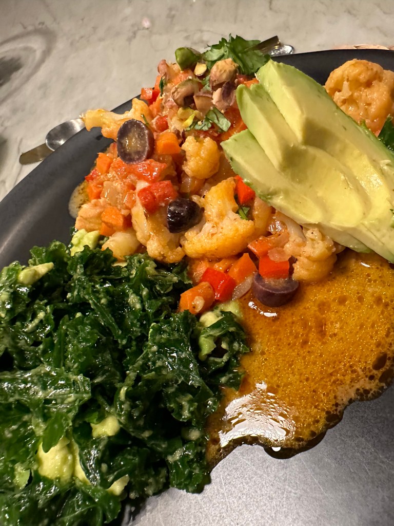 A healthy and delicious salmon dinner! This was so flavorful and juicy...because it was poached in COCONUT MILK! Just let that sink in...#glutenfree #keto #lowcarb #food #healthyfood #edrecovery #cooking #recipe #salmon #yum