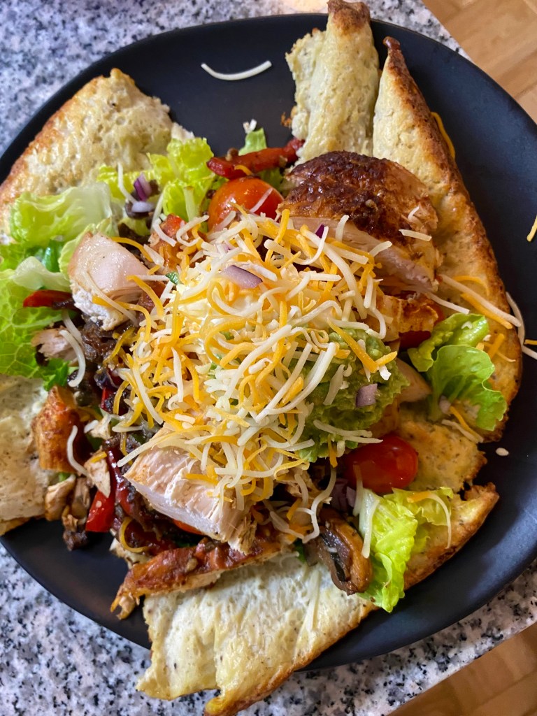 Fajitas just went KETO with my grain free tortillas! This healthy and delicious meal is dang impressive, and PACKED WITH PROTEIN! And a secret ingredient: cauliflower! Make these today! #food #keto #lowcarb #paleo #glutenfree #grainfree #healthyfood #edrecovery #recipe #dinner 