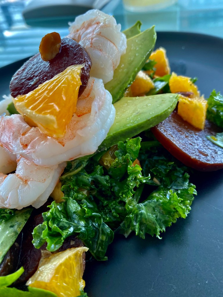 An OUTRAGEOUSLY delicious recipe that's a copycat from a high-end, popular NYC brunch spot! This Citrus Chicken Kale Salad is kissed with juicy orange, buttery avocado, crunchy almonds and hearty beets! And is Keto, Paleo and Gluten Free! #healthy #food 