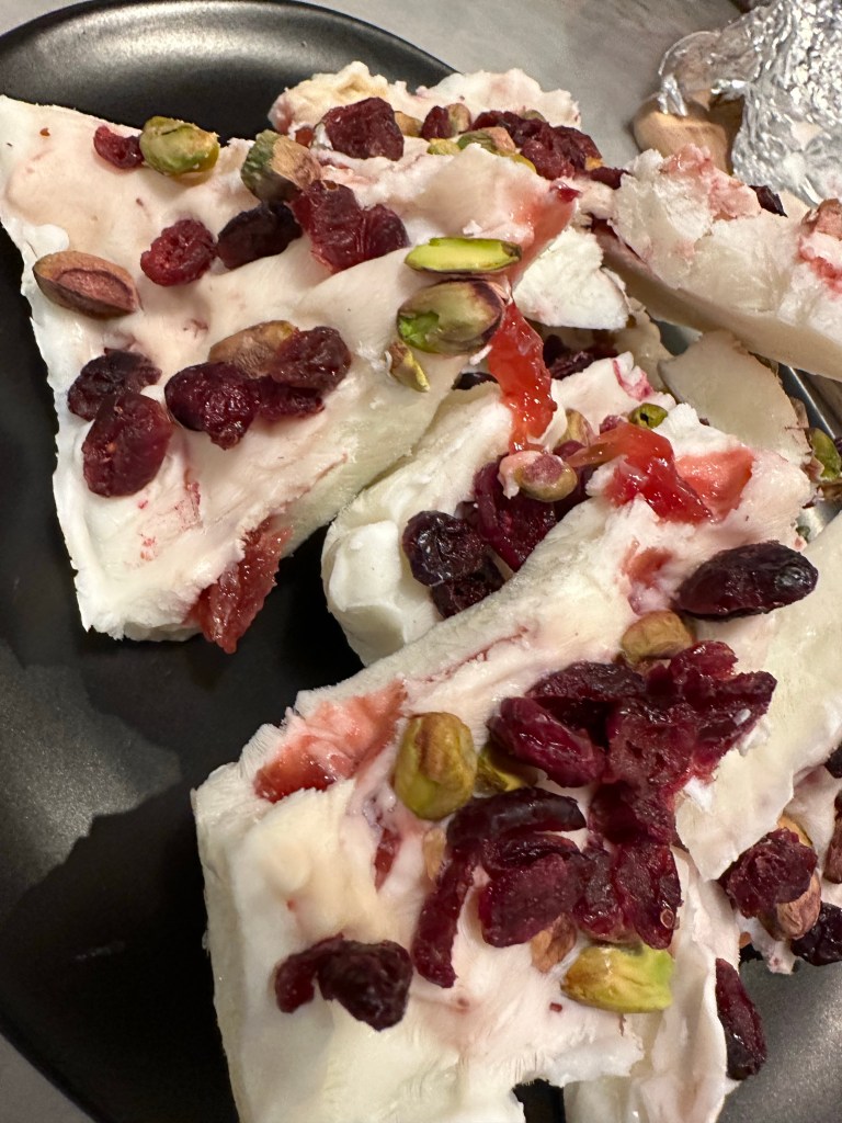 My Cranberry Pistachio Yogurt Bark is such a delicious, healthy snack that the whole family will love! High in protein and calcium, and higher in flavor! #glutenfree #recipe #healthy #food #snacks #cooking #family #recipe #yum #highprotein