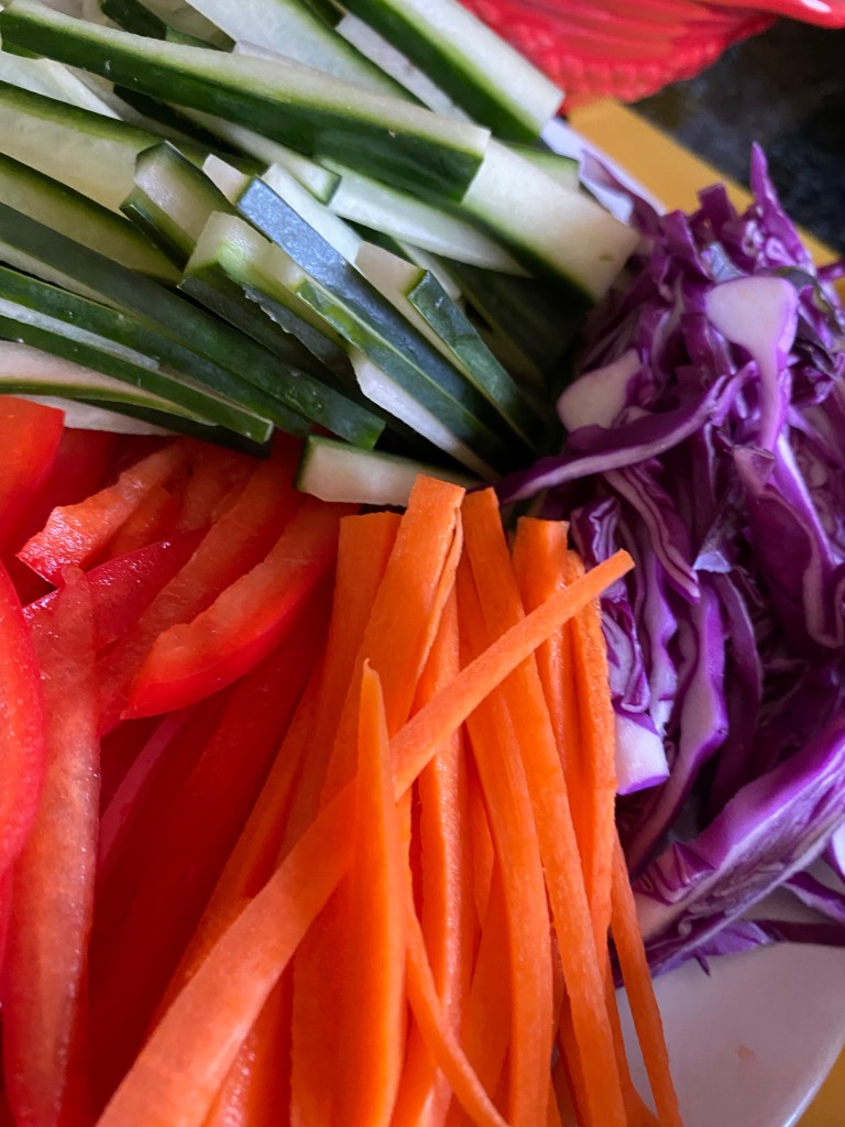 My TROPICAL SUMMER ROLLS are a healthy and deliciously FUN dinner! Not only are they beautiful to look at, but these protein packed, gluten free (with a keto option) rolls are a great way to get your kids (or picky eater) to eat their veggies! #glutenfree #lowcarb #keto #healthyfood #food #recipe #cooking #dinner #summer #springrolls