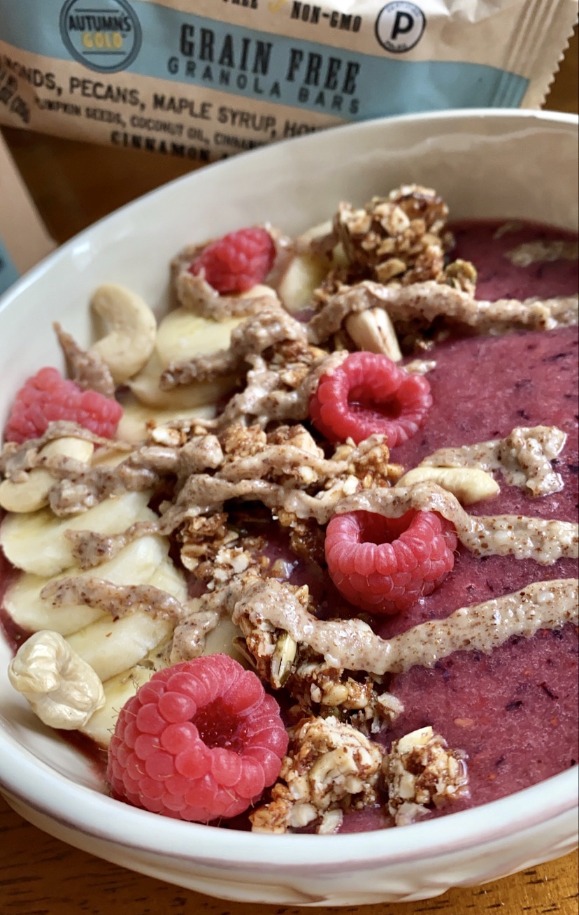 Berry Cherry Smoothie Bowl by BeautyBeyondBones #edrecovery #food #breakfast #brunch #healthyfood #vegan #glutenfree #grainfree #specificcarbohydratediet