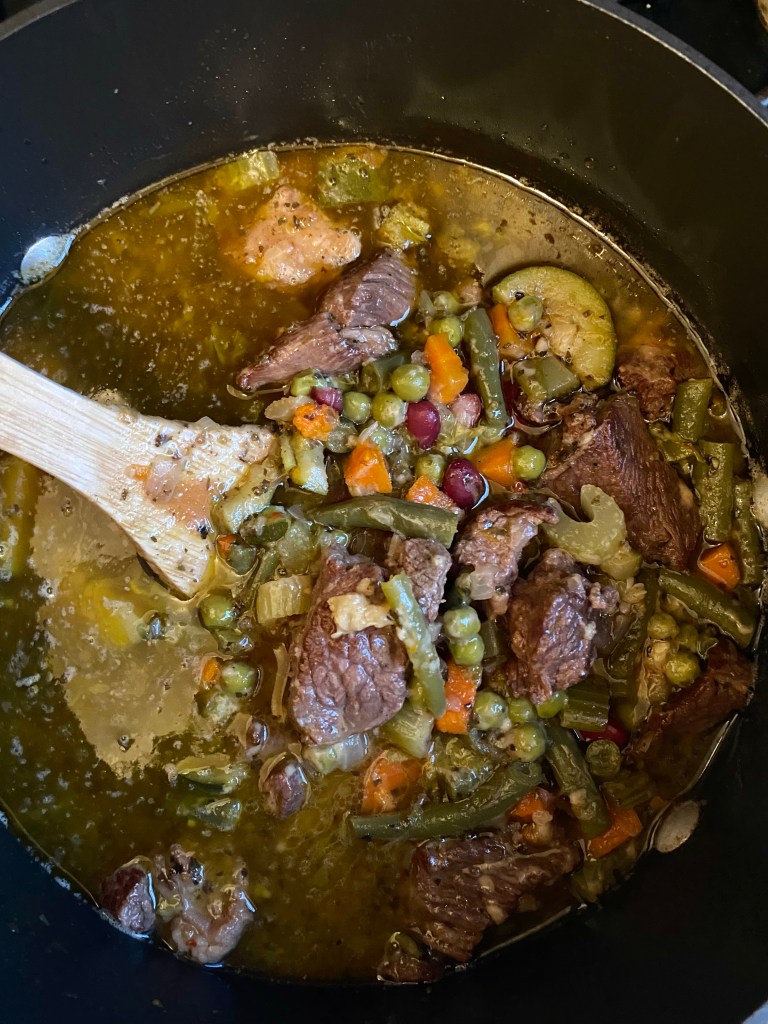 Hearty comfort food at its finest! Beef Stew! Except make it #keto! Hunks of hearty beef and cozy veggies in a delicious creamy broth! A cool weather recipe you’ll crave again and again! #cooking #recipe #glutenfree #paleo #healthy #lowcarb #beef #fall #winter 