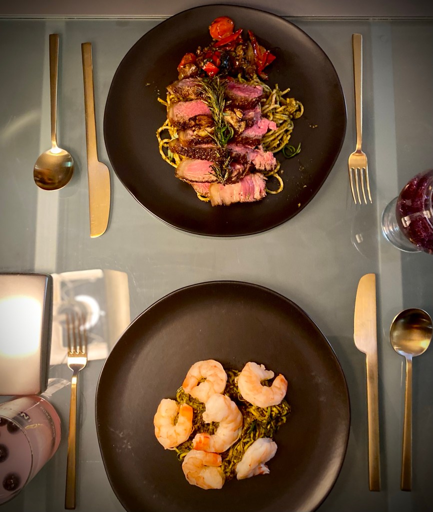 The perfect meal DOES exist! Introducing my Sun Dried Tomato Pesto #Pasta with #Steak! This #romantic #dinner can be #keto with a simple noodle substitution! :) Enjoy! #food #cooking #glutenfree #paleo #ulcerativecolitis