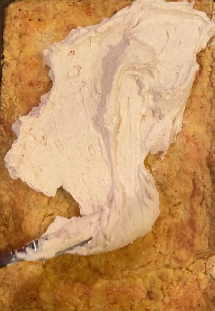 My mom’s famous #pumpkin #cake is outrageously #delicious and incredibly easy! It’s so light and creamy and just melts in your mouth! And it’s SO easy to make! It’s a glorified “dump cake!” #thanksgiving #recipe #dessert #baking #family #vegetarian #cooking 