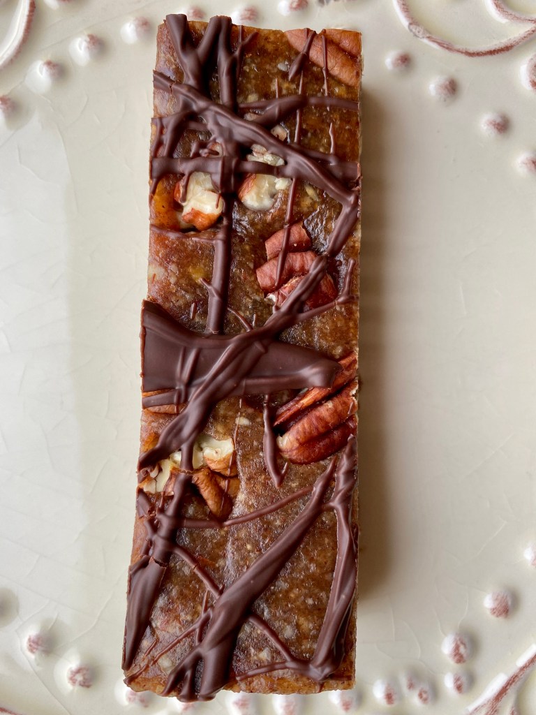 Chocolate Turtle Bars by BeautyBeyondBones #food #dessert #glutenfree #vegan #paleo #raw #healthyfood #edrecovery #chocolate 