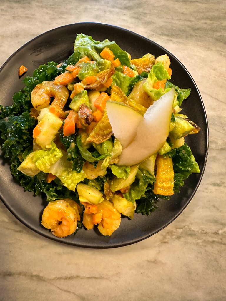 Feast your eyes on my delicious Pear and Pistachio Kale Salad with Champagne Vinaigrette! A sweet and savory salad that will become your new favorite! Healthy never tasted so good! #glutenfree #paleo #healthyfood #salad #kale #health #specificcarbohydratediet #goodfood #food #recipe #yum