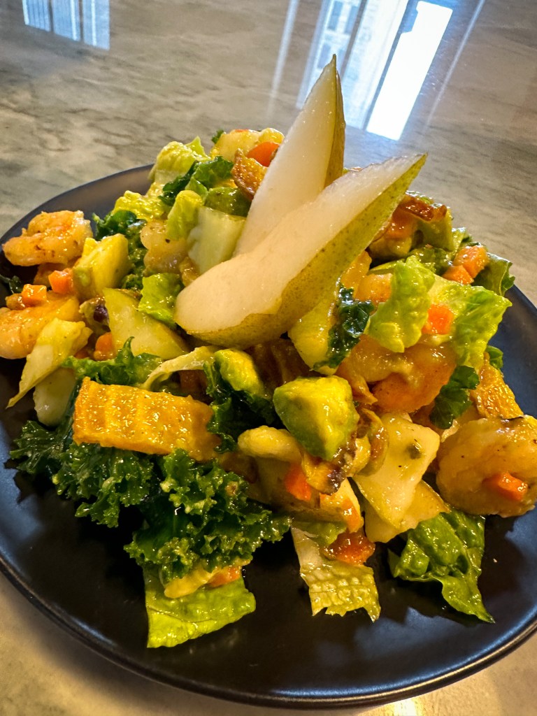 Feast your eyes on my delicious Pear and Pistachio Kale Salad with Champagne Vinaigrette! A sweet and savory salad that will become your new favorite! Healthy never tasted so good! #glutenfree #paleo #healthyfood #salad #kale #health #specificcarbohydratediet #goodfood #food #recipe #yum