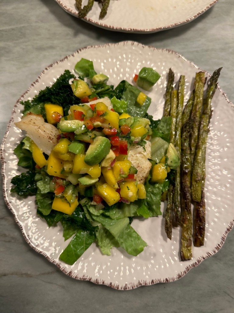 Dinner parties can be intimidating...but they don't have to be! My Sea Bass with Tropical Salsa is as easy as it is delicious! Get ready to WOW your guests! #cooking #glutenfree #food #healthy