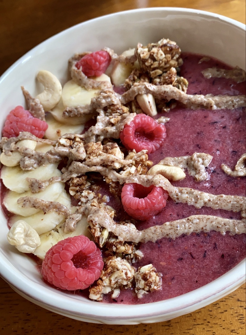 Berry Cherry Smoothie Bowl by BeautyBeyondBones #edrecovery #food #breakfast #brunch #healthyfood #vegan #glutenfree #grainfree #specificcarbohydratediet