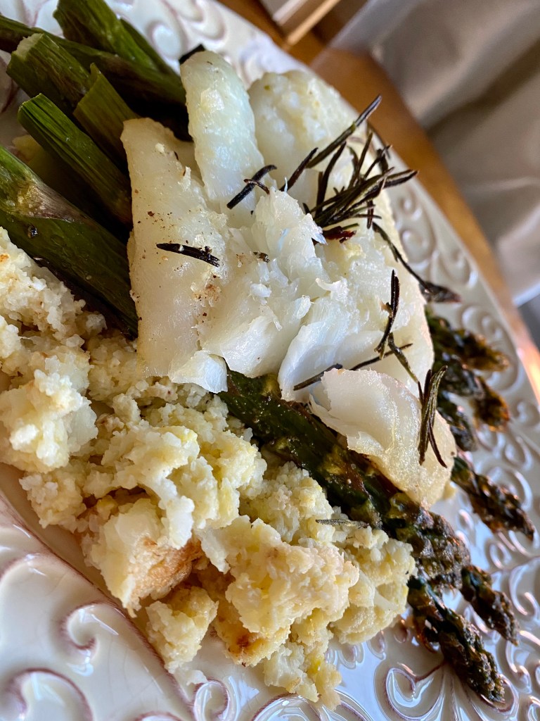 Rosemary Cod with Cauliflower Rice by BeautyBeyondBones! #grainfree #glutenfree #pescatarian #paleo #specificcarbohydratediet #food #edrecovery #healthyfood