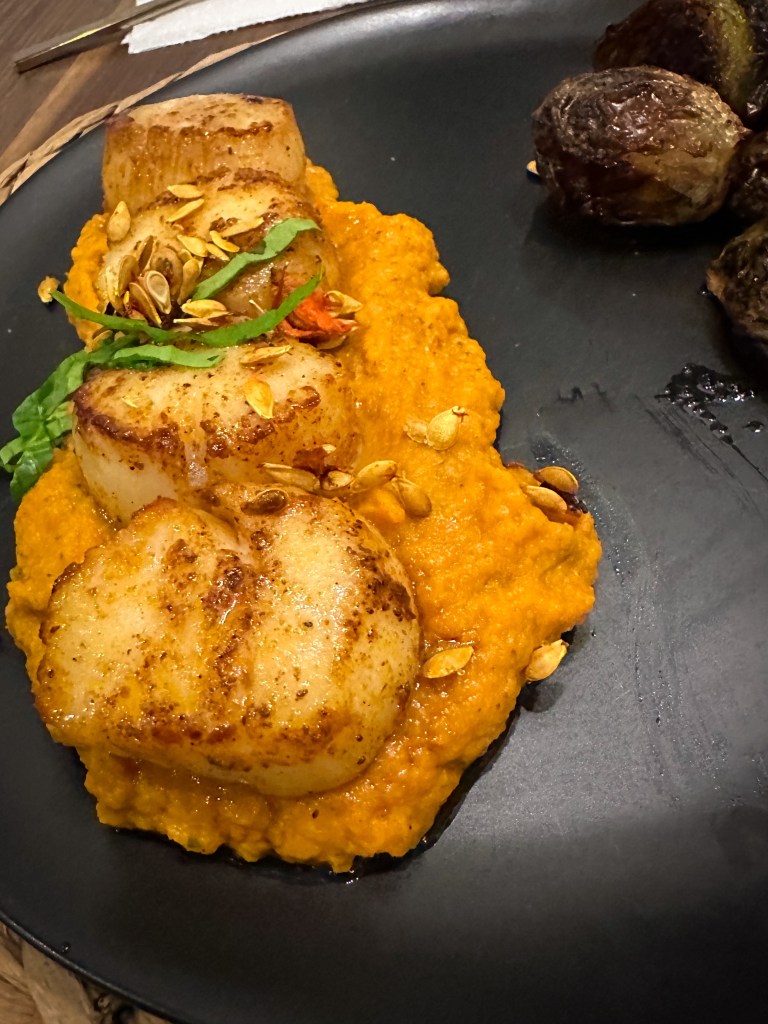 A GORGEOUS date night #dinner #recipe! Pan Seared Scallops with Herbed Butternut Squash Mash! This was the most delicious meals I've EVER had! Plus - it's Gluten Free, #Keto and Specific Carb Diet friendly! #food #cooking #glutenfree #lowcarb #specificcarbohydratediet #yum #scd