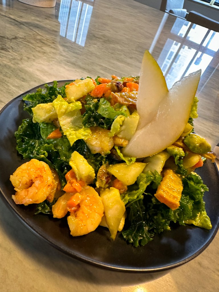 Feast your eyes on my delicious Pear and Pistachio Kale Salad with Champagne Vinaigrette! A sweet and savory salad that will become your new favorite! Healthy never tasted so good! #glutenfree #paleo #healthyfood #salad #kale #health #specificcarbohydratediet #goodfood #food #recipe #yum