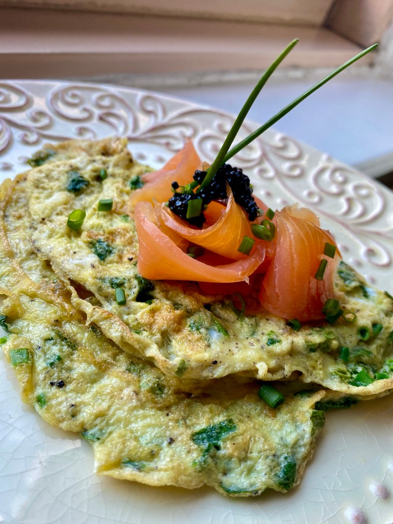 Smoked Salmon Herb Omelette with Caviar by BeautyBeyondBones #brunch #breakfast #food #glutenfree #paleo #keto #edrecovery #yum #thanksgiving