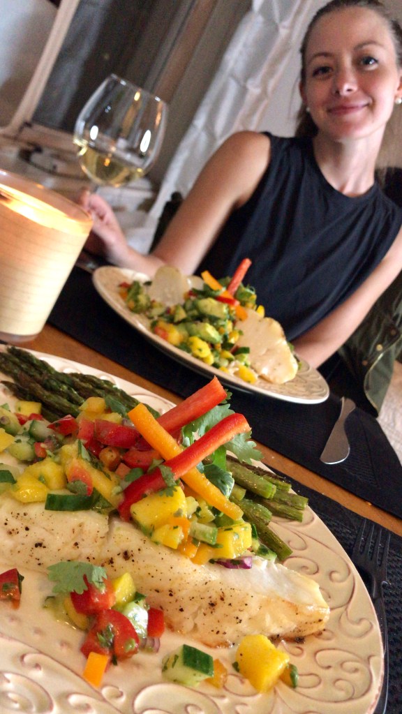 Chilean Sea Bass with Mango Salsa! By BeautyBeyondBones #glutenfree #paleo #food #dinner #edrecovery #yum