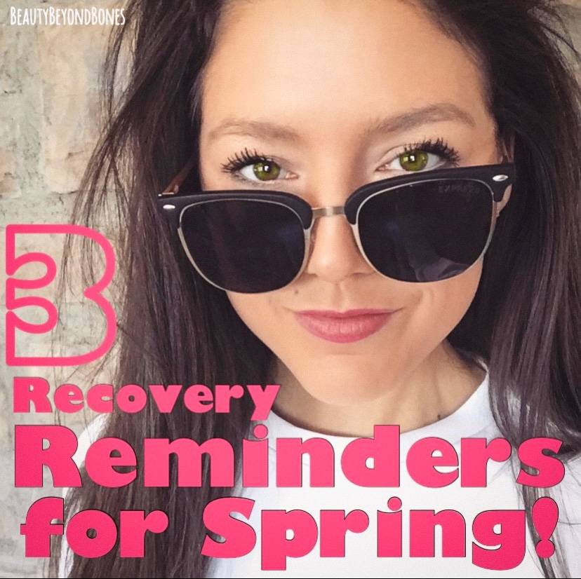 Spring time is a sneaky-tough time when you're in recovery from an eating disorder. From Top Eating Disorder Recovery Blog, sharing three gentle reminders to get through this season obsessed with diet-culture! #recovery #edrecovery #catholic #spring #fitness #selflove #bodypositive #bodypositivity #parenting #mentalhealth