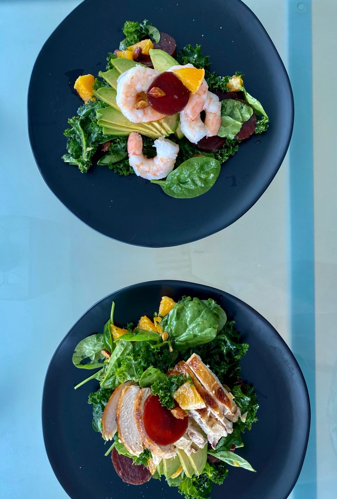 An OUTRAGEOUSLY delicious recipe that's a copycat from a high-end, popular NYC brunch spot! This Citrus Chicken Kale Salad is kissed with juicy orange, buttery avocado, crunchy almonds and hearty beets! And is Keto, Paleo and Gluten Free! #healthy #food 